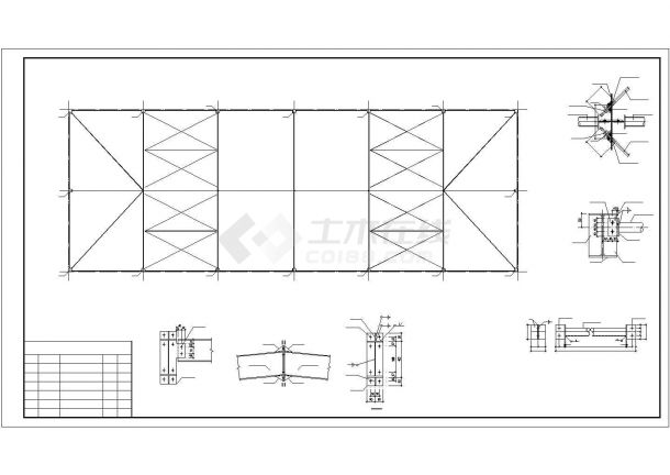 义乌市某现代化工厂顶层门式钢架的钢框架生产厂房结构设计CAD图纸-图一