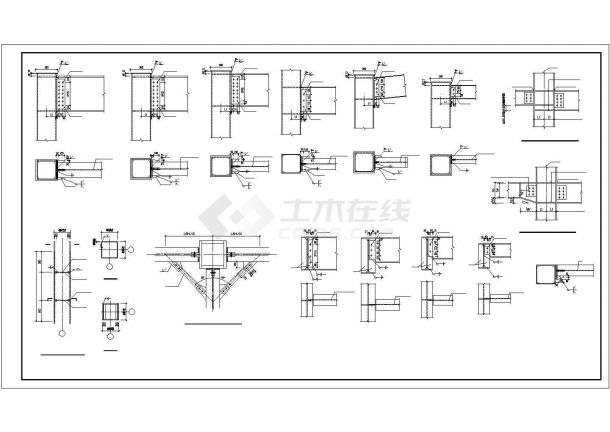 义乌市某现代化工厂顶层门式钢架的钢框架生产厂房结构设计CAD图纸-图二