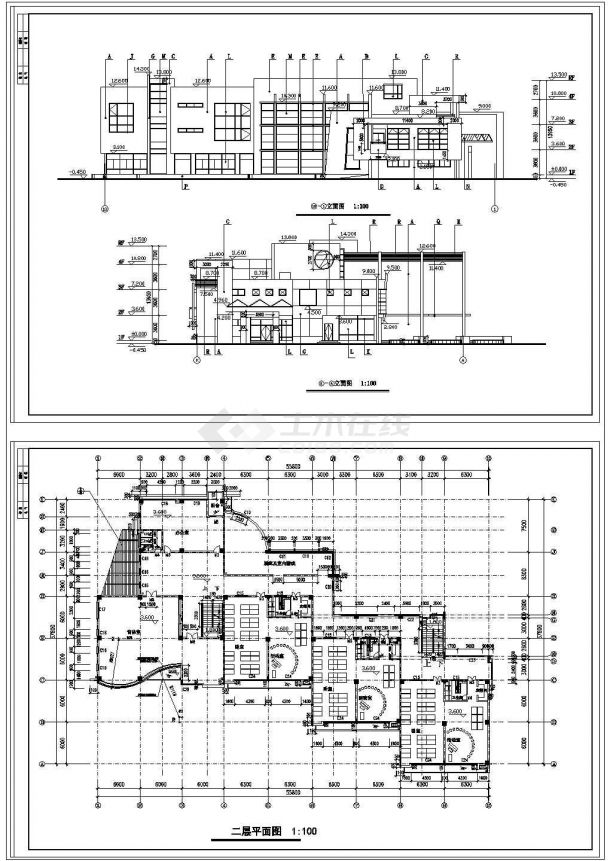 某地三层幼儿园建筑设计cad图纸（含建筑设计说明书）-图二