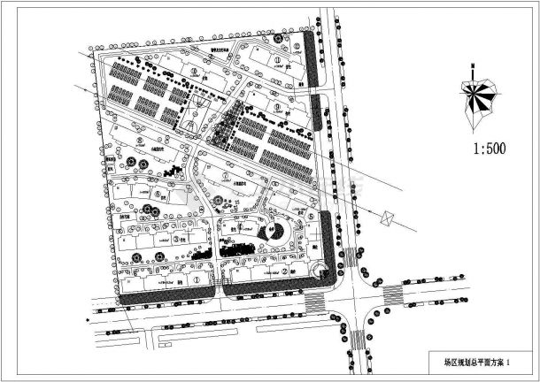 某现代高级居民小区景观规划设计cad总平面方案图（含2套方案设计）-图二
