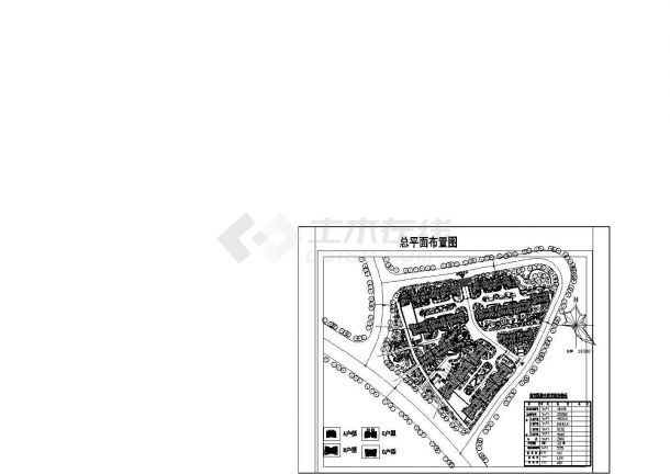 某大型住宅小区规划设计cad总平面施工图（含技术经济指标及户型图）-图一