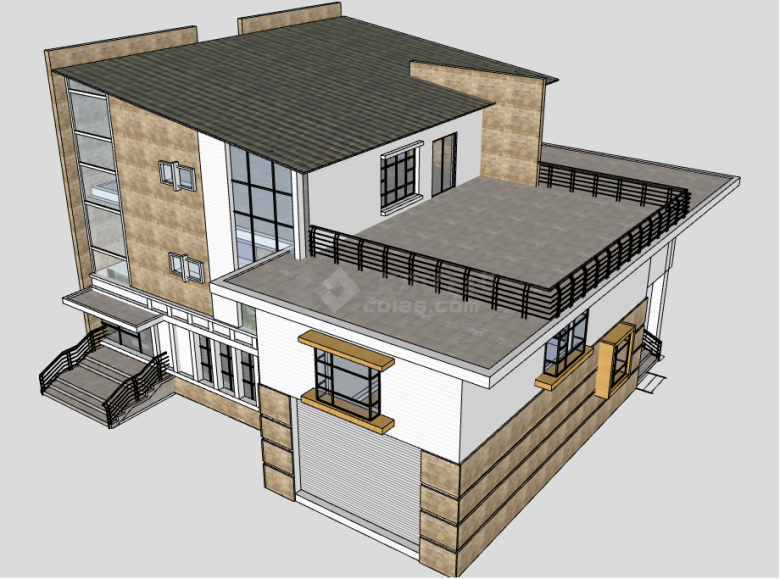 后现代多层大型别墅su模型-图一