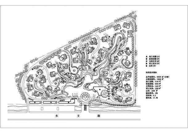 某生态绿色多层住宅小区规划设计cad总平面施工图（含经济技术指标）-图一