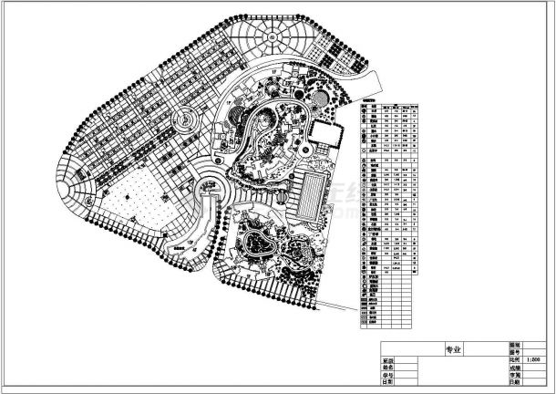 某大型休闲广场景观绿化规划设计cad总平面方案图-图一