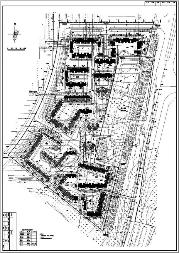 某高级多层住宅小区规划设计cad总平面施工图纸（含技术经济指标）-图一