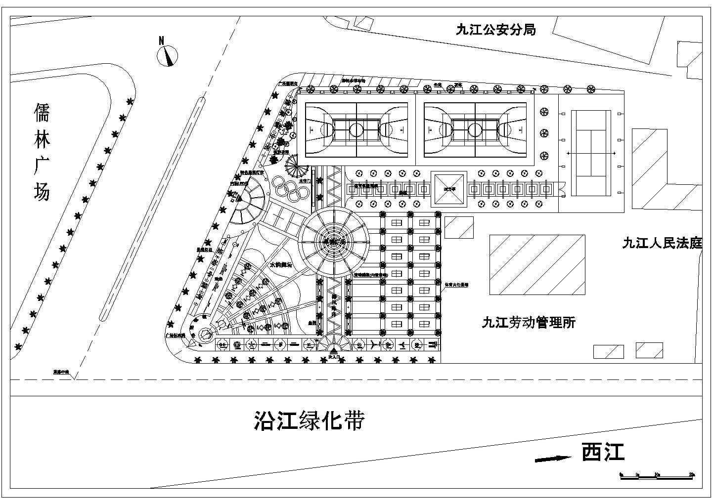 某城市健身广场景观铺装项目规划设计施工CAD图纸