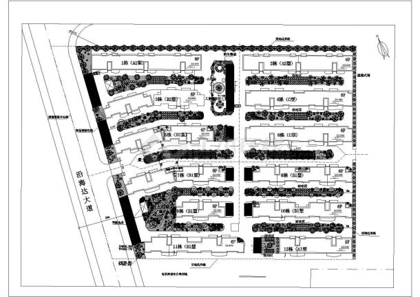 某住宿区绿化景观完整规划方案设计施工CAD图纸-图一