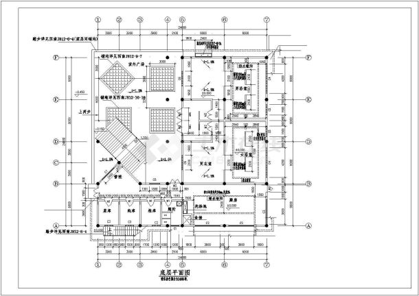 某地区西磁食堂建筑方案全套设计施工CAD图纸-图一