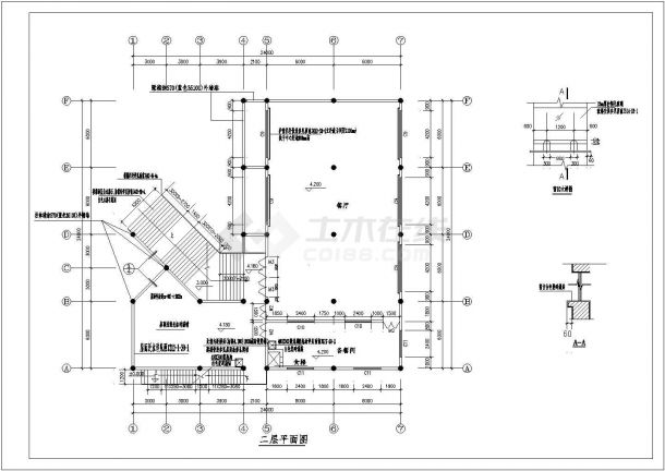 某地区西磁食堂建筑方案全套设计施工CAD图纸-图二