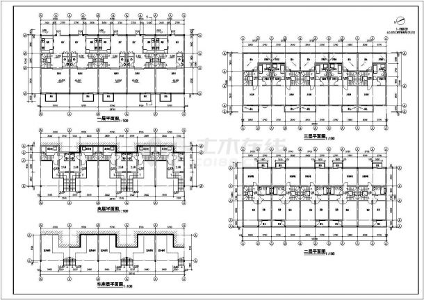 多层住宅楼全套建施设计cad图(含车库层平面图,夹层平面图)-图二
