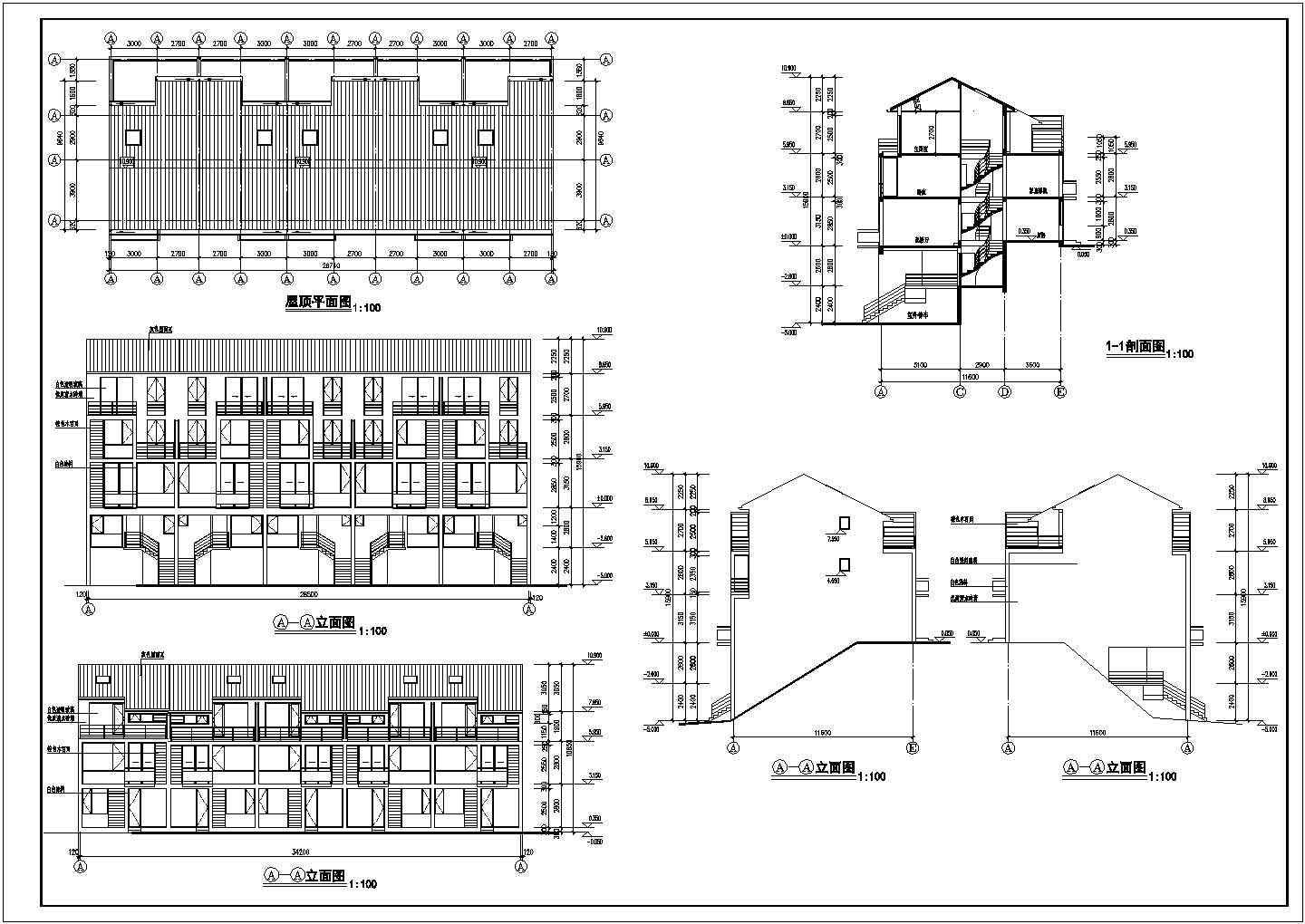 多层住宅楼全套建施设计cad图(含车库层平面图,夹层平面图)