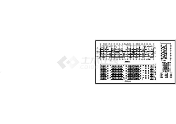 太原市某高校6层砖混结构宿舍楼平立剖面设计CAD设计图-图一