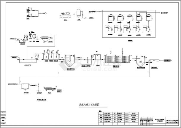 某电子废水处理工程设计cad工艺流程图（甲级院设计）-图一