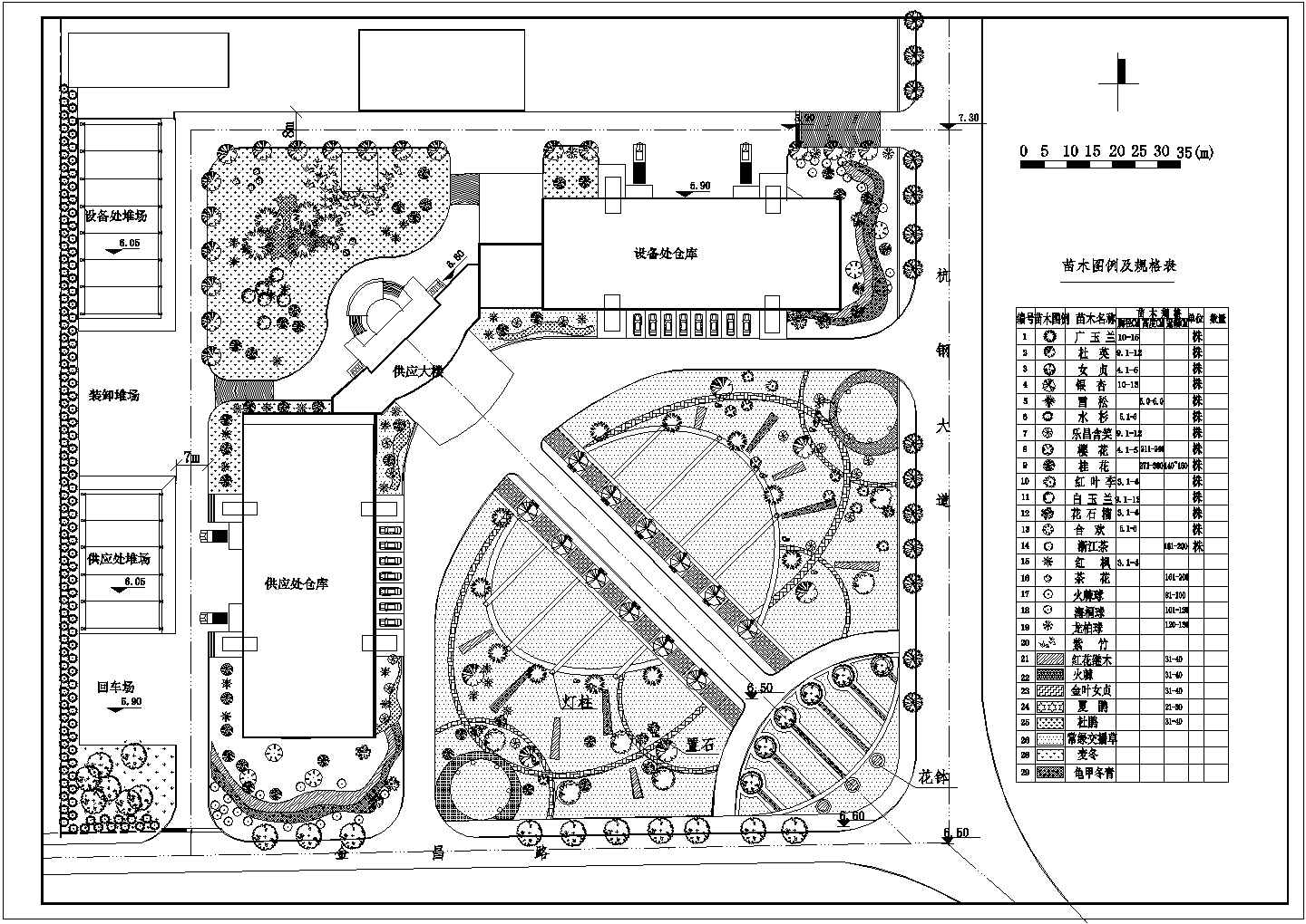某工业厂区周围绿化景观详细方案设计施工CAD图纸