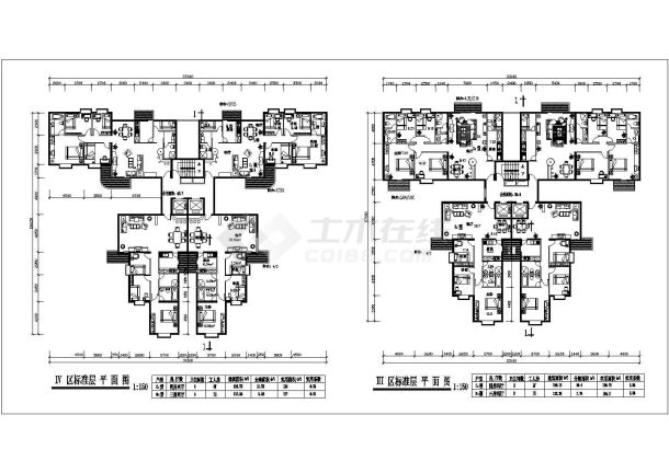 广州某小区112-150平米1梯2户住宅楼户型设计CAD图纸（两套方案）-图一