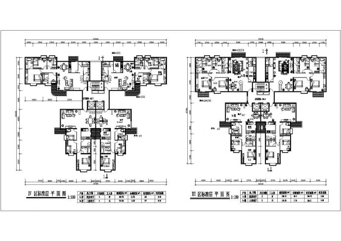 广州某小区112-150平米1梯2户住宅楼户型设计CAD图纸（两套方案）_图1