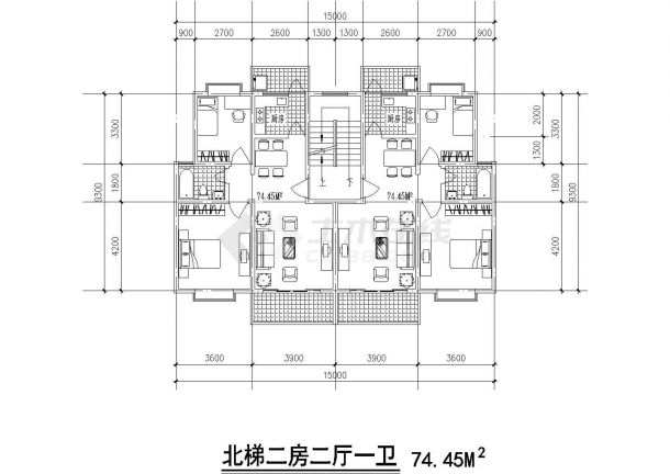 某单身公寓标准户型详细方案设计施工CAD图纸-图一
