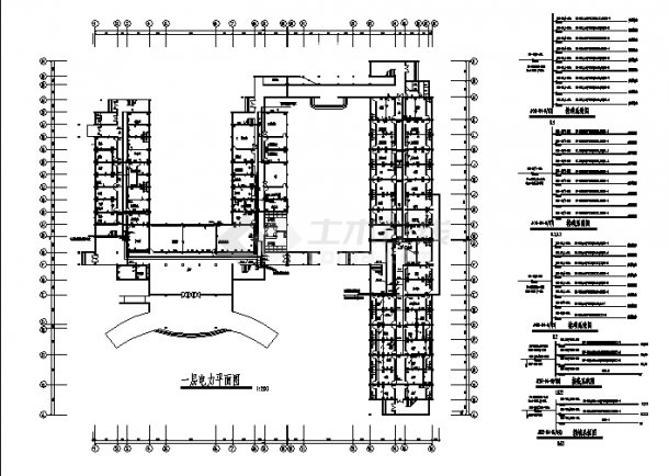 无锡3层5字型医院综合楼电气系统设计施工cad图纸（含说明）-图二