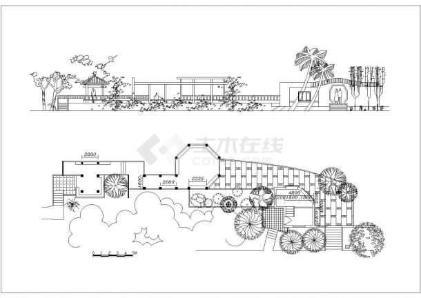 苏州市某园林景区古典廊亭建筑设计CAD图纸-图一
