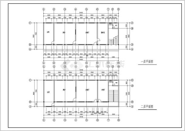 某地区单位食堂建筑设计施工详细方案CAD图纸-图一