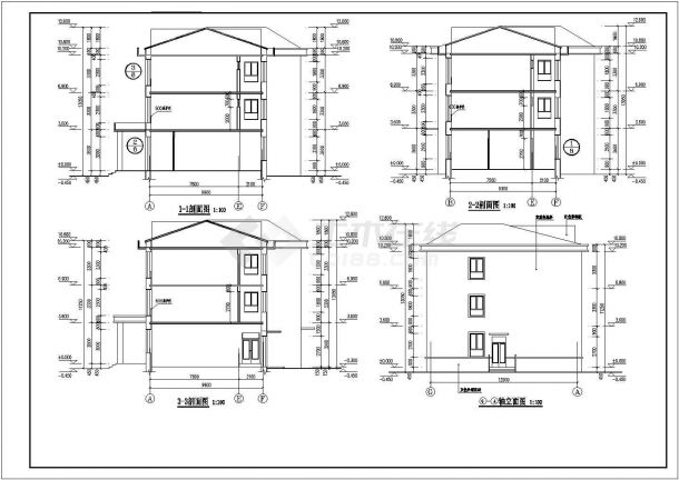 吉林省某三层幼儿园建筑设计施工cad图纸-图二