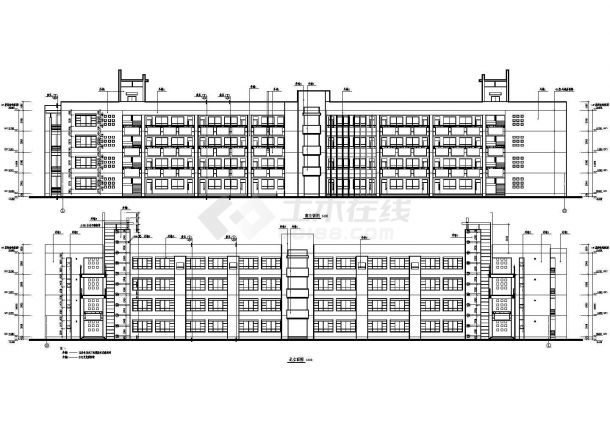 西安大学教学楼全套建筑施工cad图，共十二张-图二