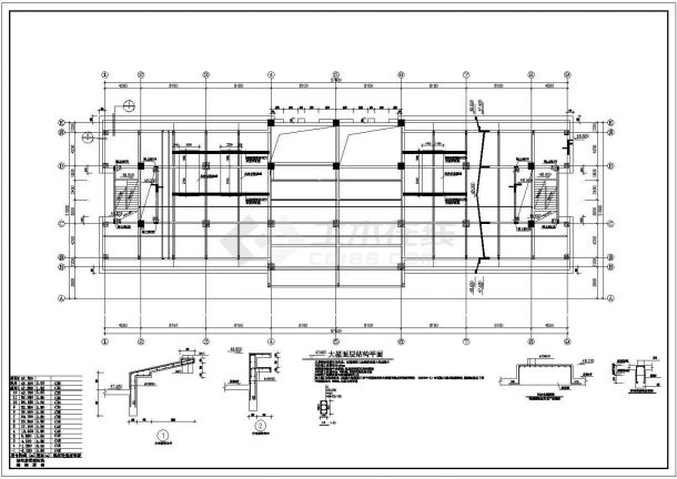 四川某商务中心大屋面层结构设计CAD施工图-图一