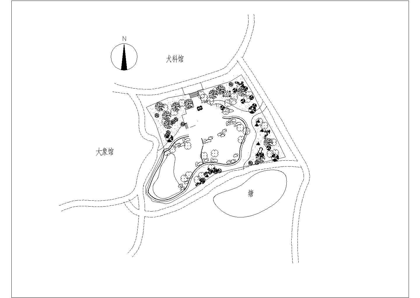 某大型动物园犀牛馆规划设计cad总平面施工图（甲级院设计）