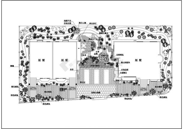 度假式私人别墅景观设计方案cad图纸，共一张-图一