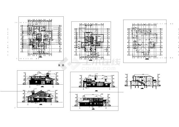 某两层别墅建筑cad全套设计施工图纸-图一