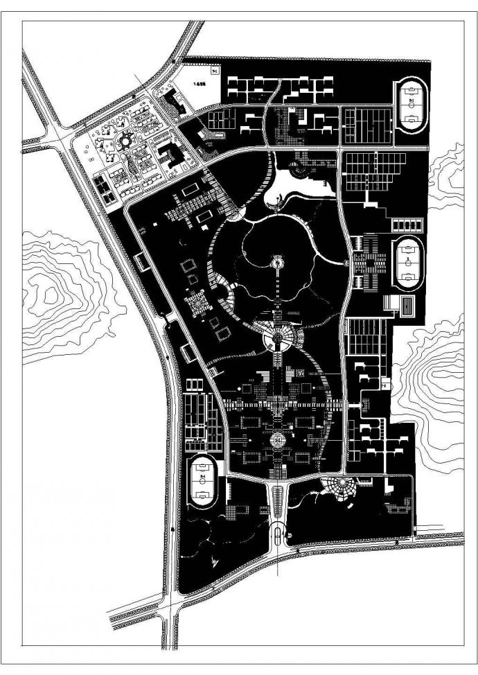 某学院总体规划设计cad总平面施工图纸（甲级院设计）_图1