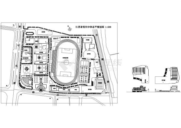 咸阳市某实验中学新校区平面规划设计CAD图纸-图一