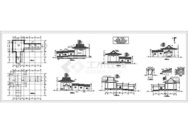 漳州市某大型园林内部观景亭建筑设计CAD图纸-图一