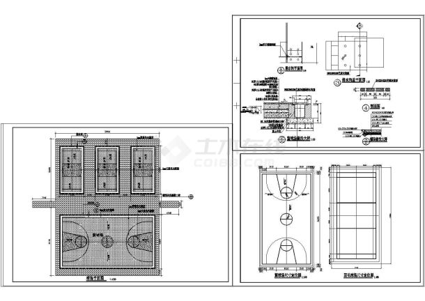羽毛球场及篮球场设计施工CAD大样图纸-图一