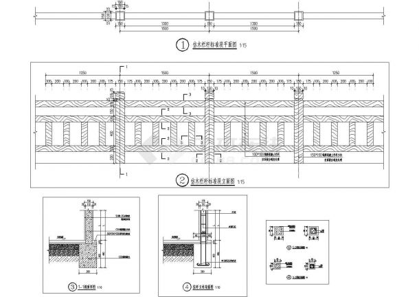 混凝土仿木栏杆CAD设计详图纸（全套）-图一
