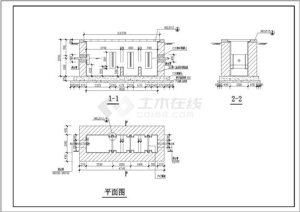 某地三级隔油池设计图纸(cad)-图一