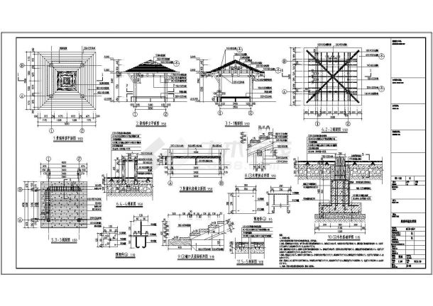 某地区防腐木凉亭参考设计CAD施工图-图一