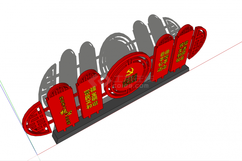 社会主义核心价值观红色素材su模型-图二