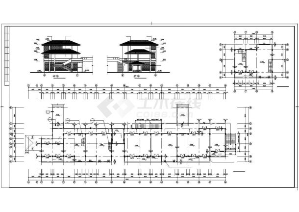 青岛市某商业街建筑设计施工CAD布置图-图二