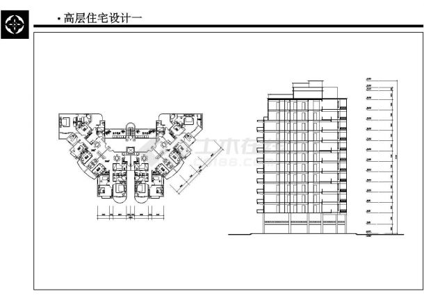 某现代高档住宅区规划设计cad建筑单体方案图（含高层、多层及别墅设计）-图二
