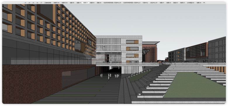 红砖复古研究院行政中心su模型-图二