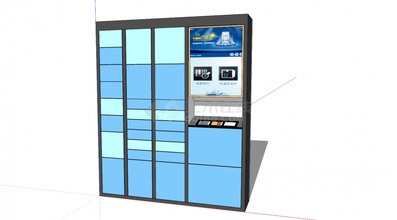 蓝色智能物件存储柜su模型-图二