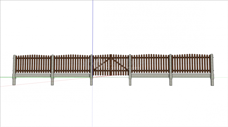 经典简单长方形篱笆栅栏围栏su模型-图一