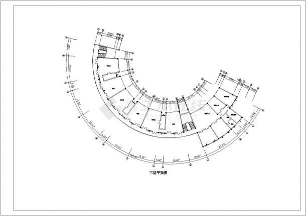 9班：层3644平米弧型幼儿园建筑方案设计图【各层平面 总平面布置图 1立面】-图一