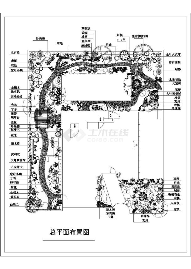 某高级私家花园CAD景观平面图-图一