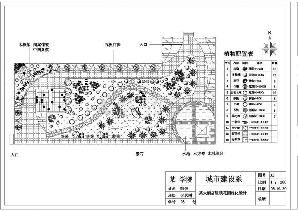 某大酒店屋顶花园CAD景观绿化设计-图一