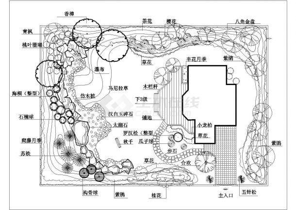 某小庭院CAD园林设计图-图一