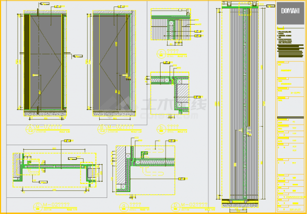 融海投资办公间门施工建筑设计cad图，共五张-图一