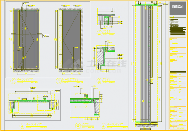 融海投资办公间门施工建筑设计cad图，共五张-图二