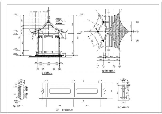 某六角亭CAD完整设计施工大样图_图1